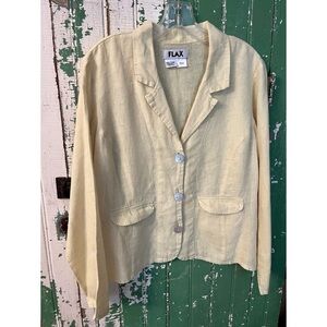 Flax Women's Linen Jacket Blazer Pale Yellow Size Small